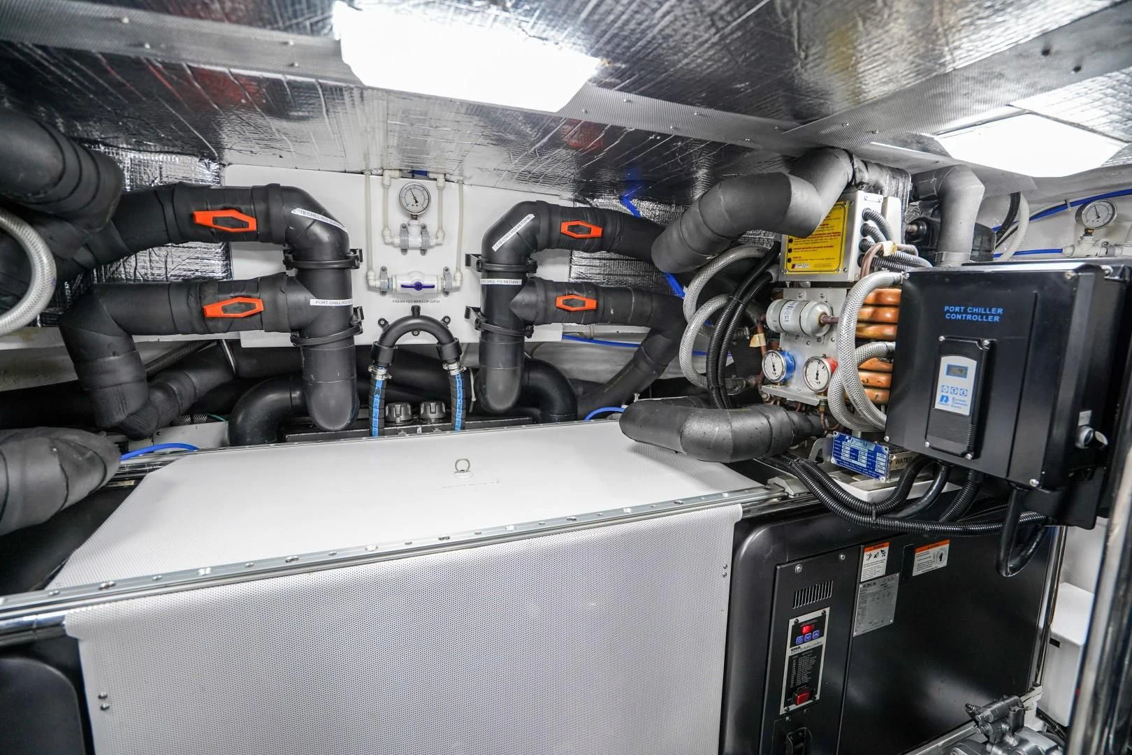 inside of a car aboard AMORA Yacht for Sale