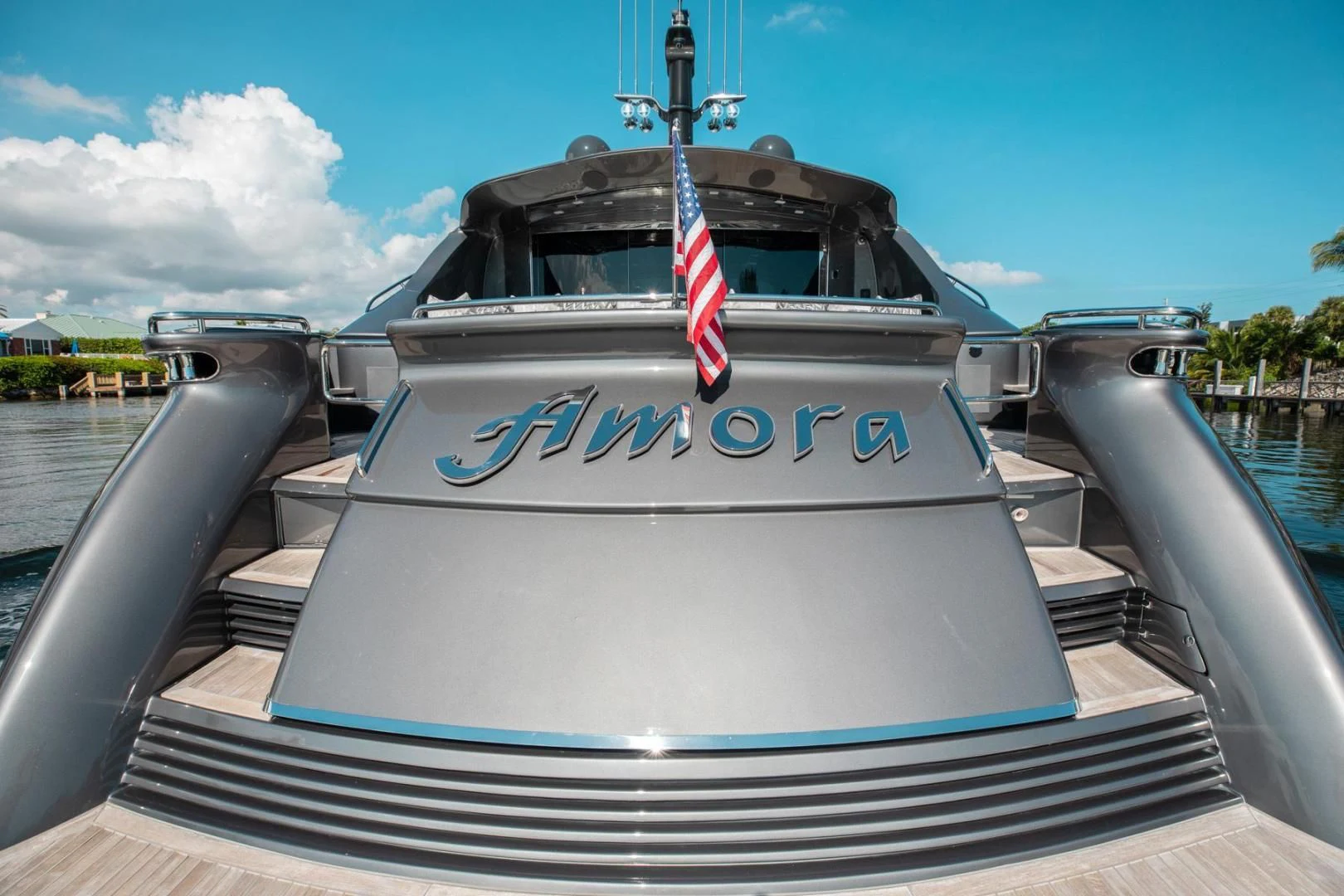 a boat on a river aboard AMORA Yacht for Sale