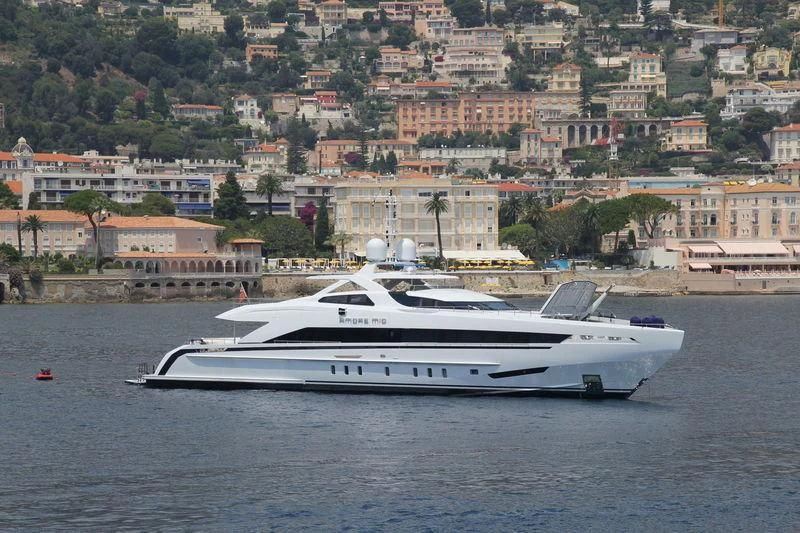 a white yacht in the water aboard AMORE MIO Yacht for Sale