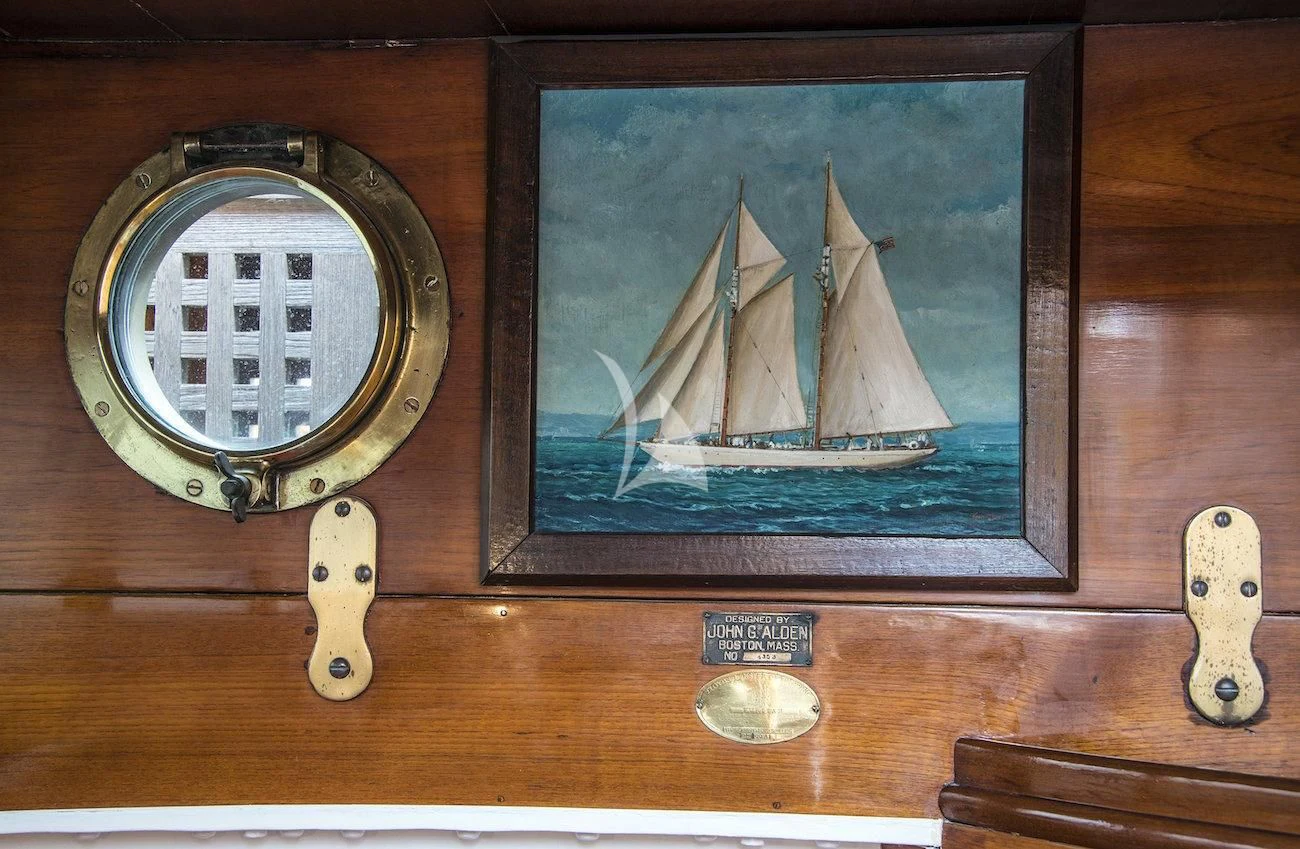 a painting on a wall aboard PURITAN Yacht for Sale