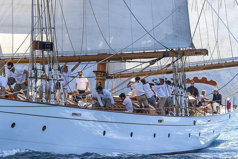 a group of people on a boat aboard PURITAN Yacht for Sale