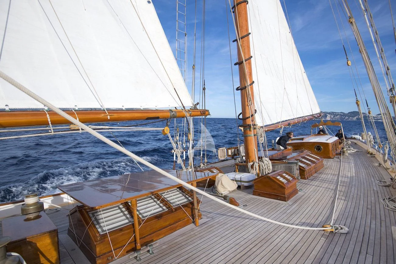 a sailboat on the water aboard PURITAN Yacht for Sale