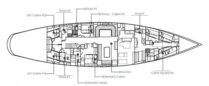 diagram, engineering drawing aboard PURITAN Yacht for Sale
