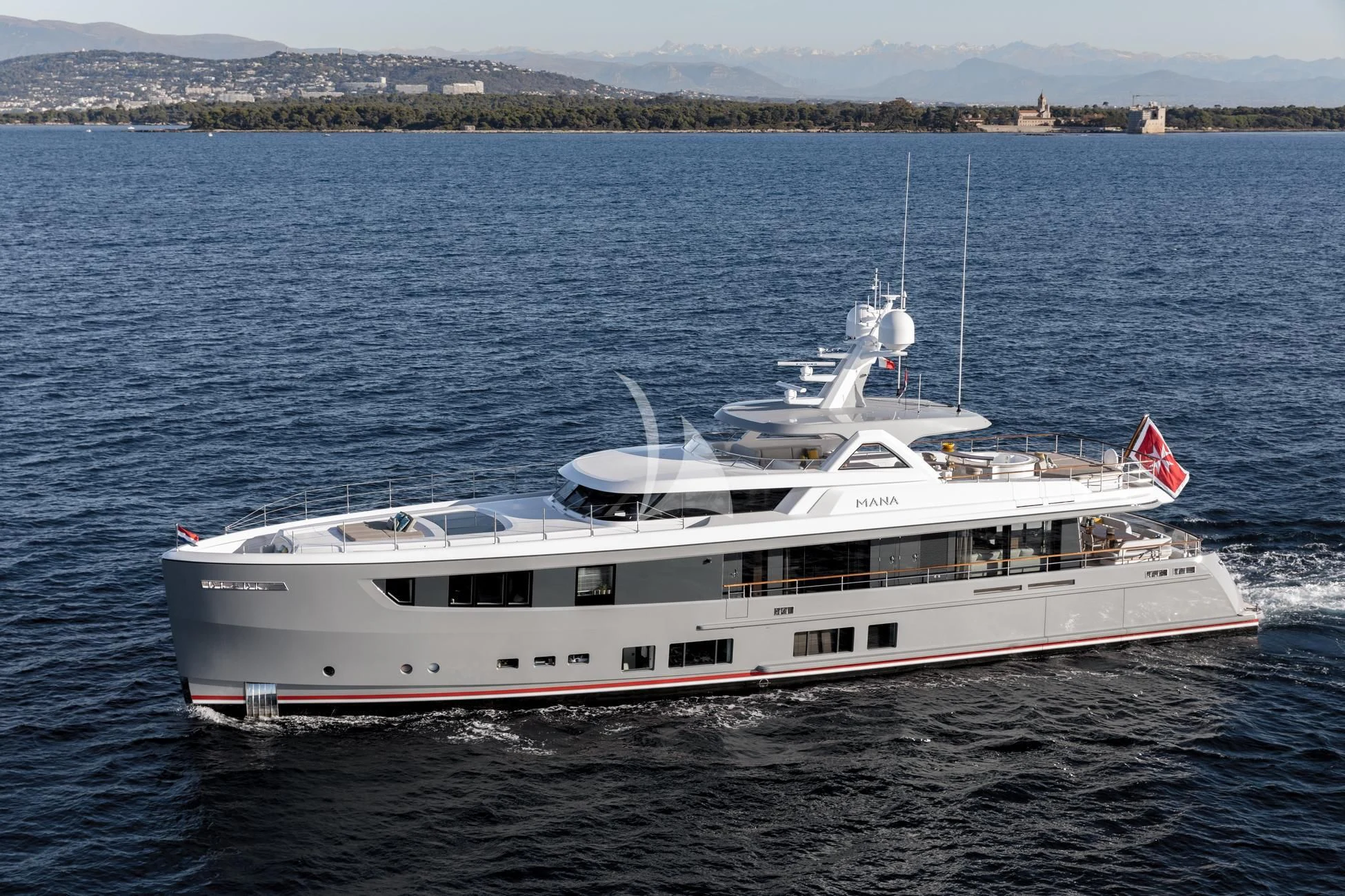 a large white boat in the water aboard JOSEPHINE I Yacht for Sale