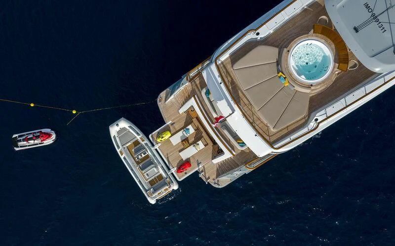 a high angle view of a space shuttle aboard JOSEPHINE I Yacht for Sale