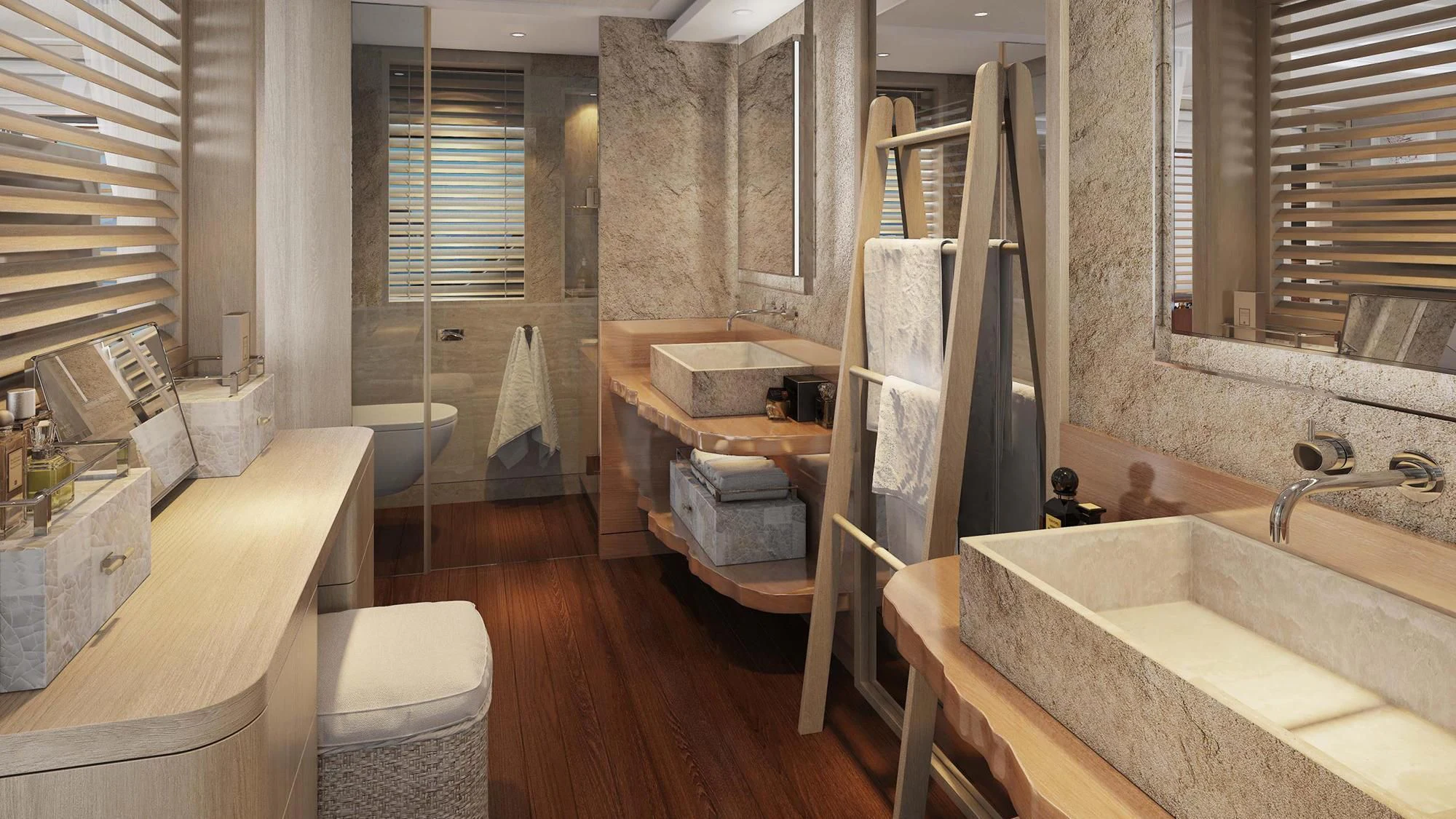 a bathroom with a sink and a mirror aboard JOSEPHINE I Yacht for Sale