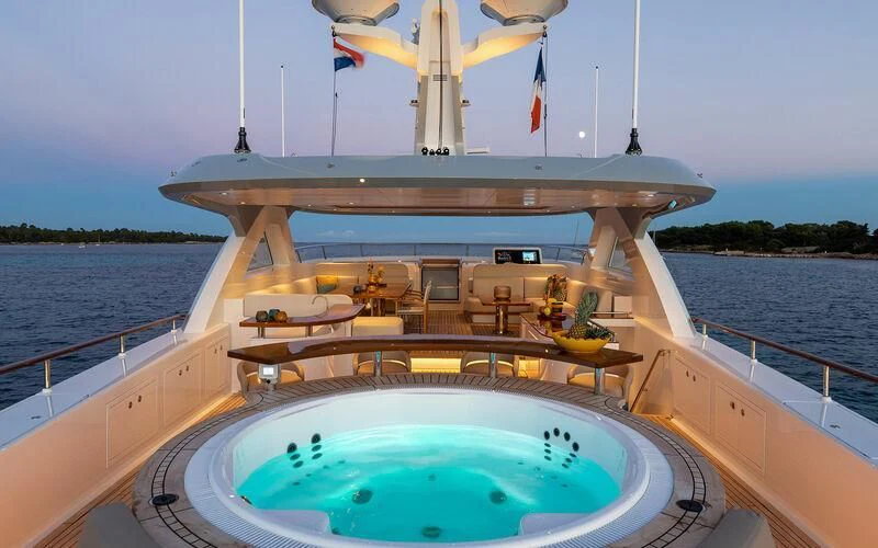 a large boat on the water aboard JOSEPHINE I Yacht for Sale