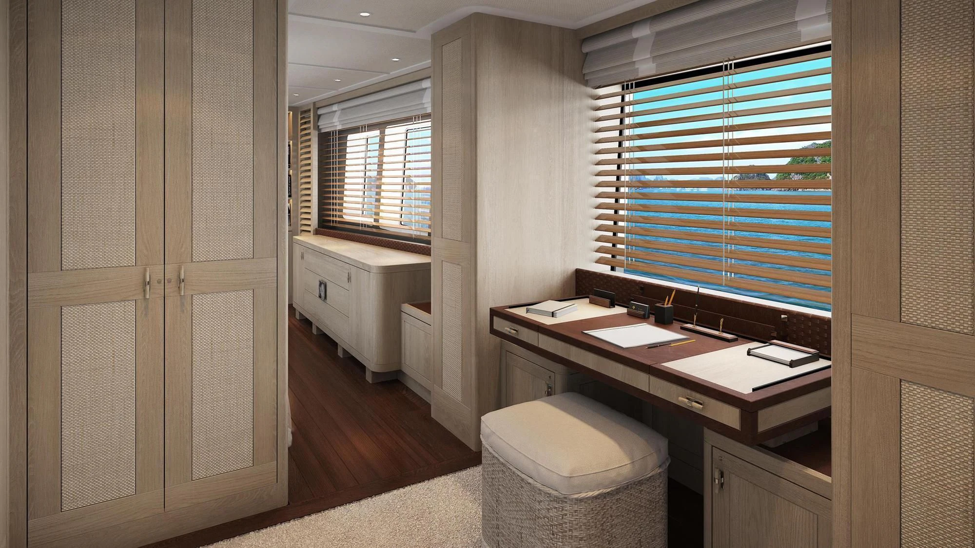 a bathroom with a countertop sink and cabinets aboard JOSEPHINE I Yacht for Sale