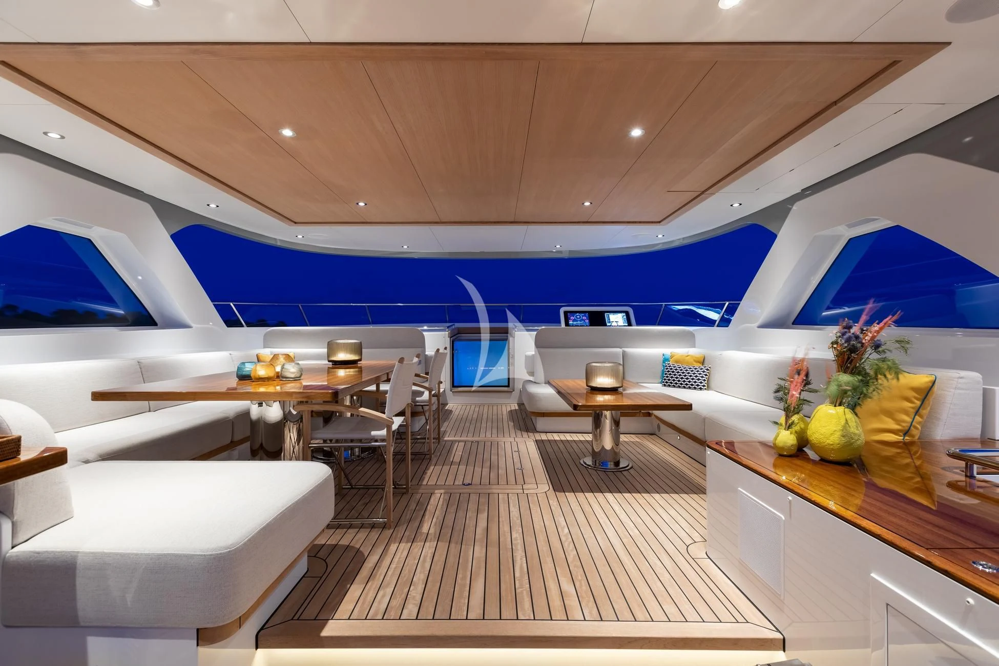 inside of a building with a wood floor and a wood floor aboard JOSEPHINE I Yacht for Sale