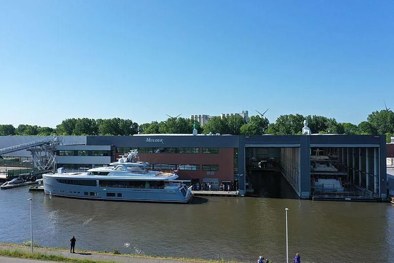 a boat is parked at a dock aboard JOSEPHINE I Yacht for Sale