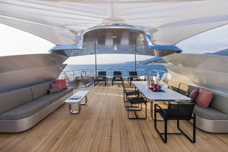 a large yacht in the water aboard PANTHERA Yacht for Sale