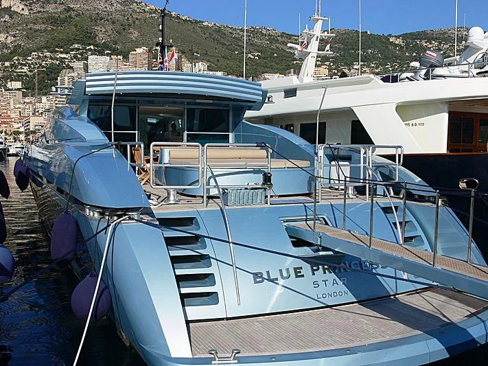 a boat docked at a pier aboard BLUE PRINCESS STAR Yacht for Sale