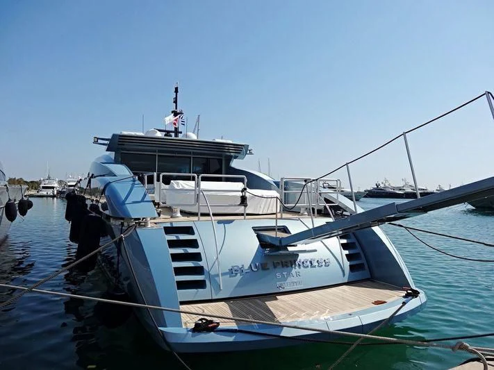 a boat docked at a pier aboard BLUE PRINCESS STAR Yacht for Sale