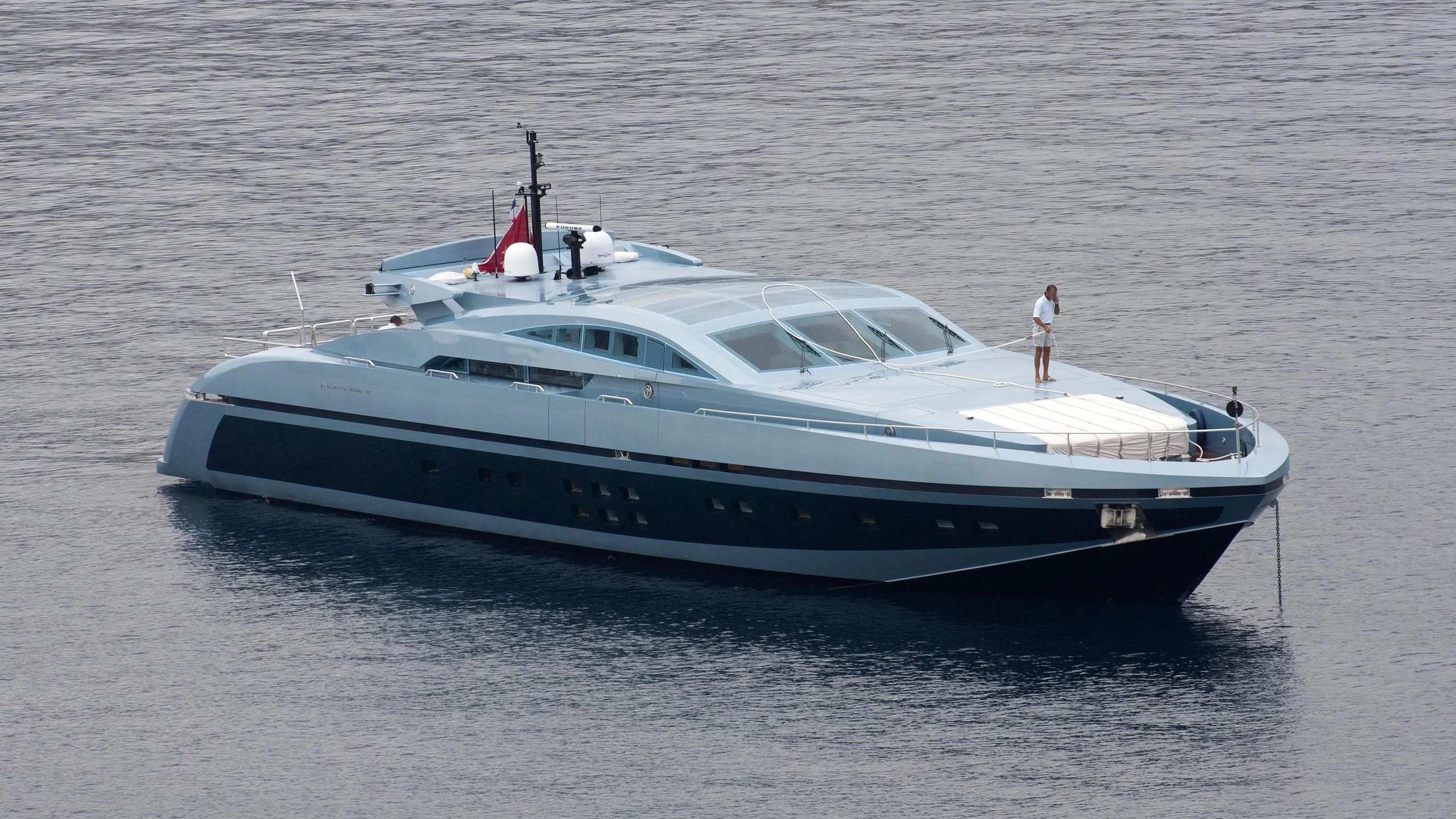 a white yacht in the water aboard BLUE PRINCESS STAR Yacht for Sale