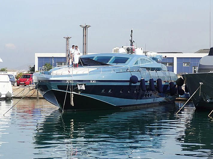 a boat docked at a pier aboard BLUE PRINCESS STAR Yacht for Sale