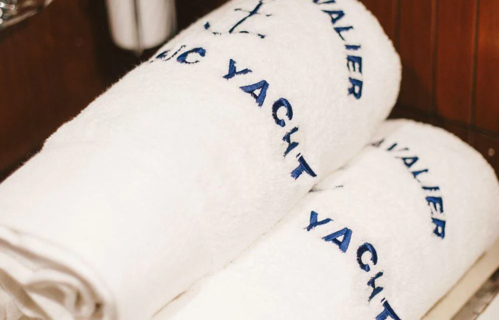 a pair of socks on a table aboard SILVER CAVALIER Yacht for Sale