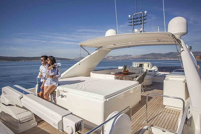 a couple of women on a boat aboard YOYITA Yacht for Sale