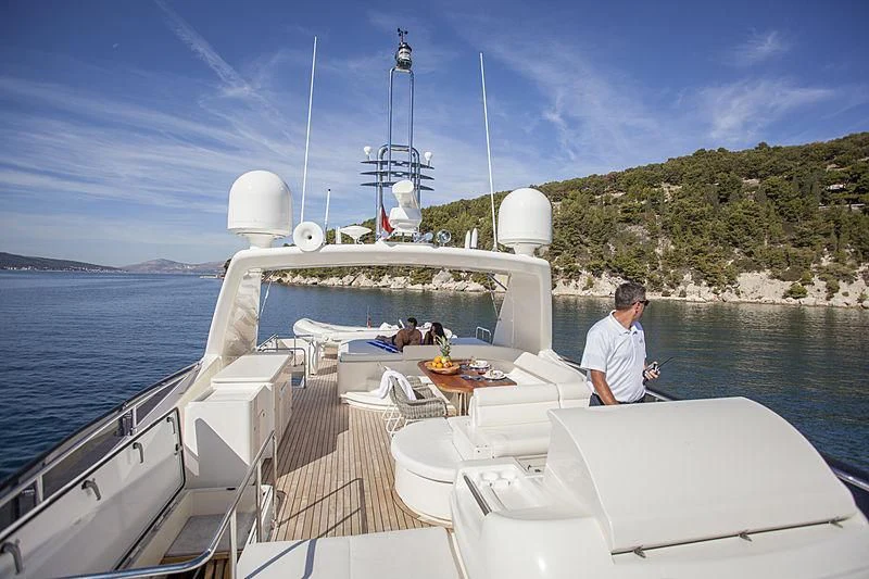 a man sitting on a boat aboard YOYITA Yacht for Sale