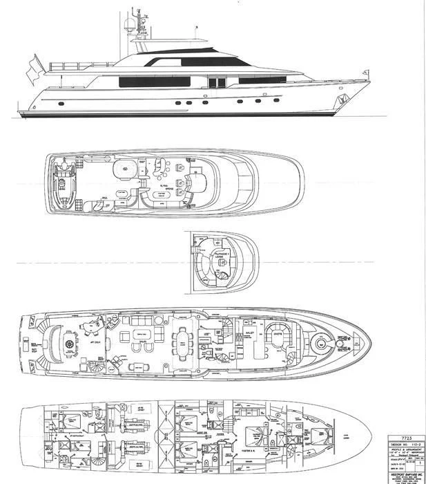 diagram, engineering drawing aboard LILA CUY Yacht for Sale