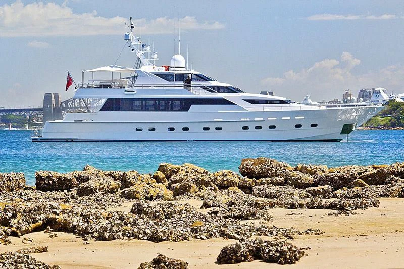 a cruise ship on the water aboard OSCAR II Yacht for Sale