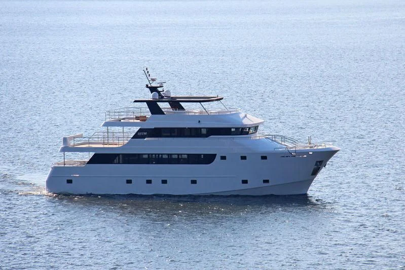 a large white ship in the water aboard IVAR Yacht for Sale