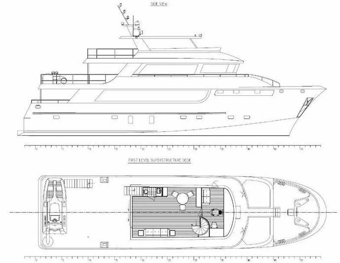 diagram, engineering drawing aboard IVAR Yacht for Sale