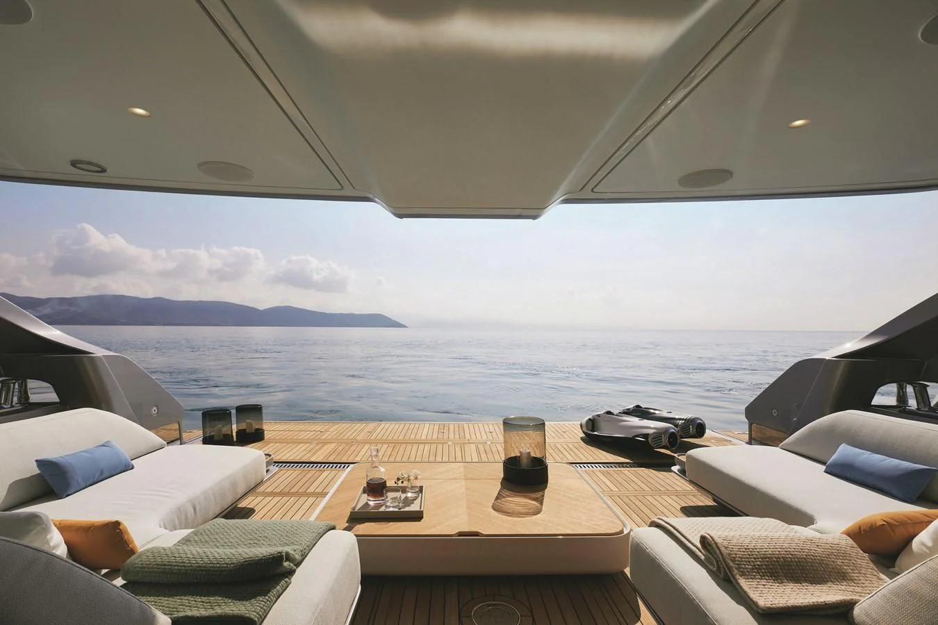 a table on a boat aboard R.DARENBEN Yacht for Sale