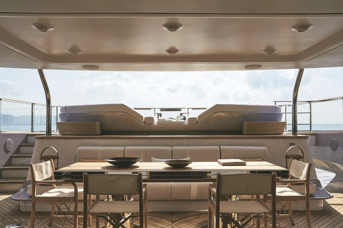 a room with a table and chairs aboard R.DARENBEN Yacht for Sale
