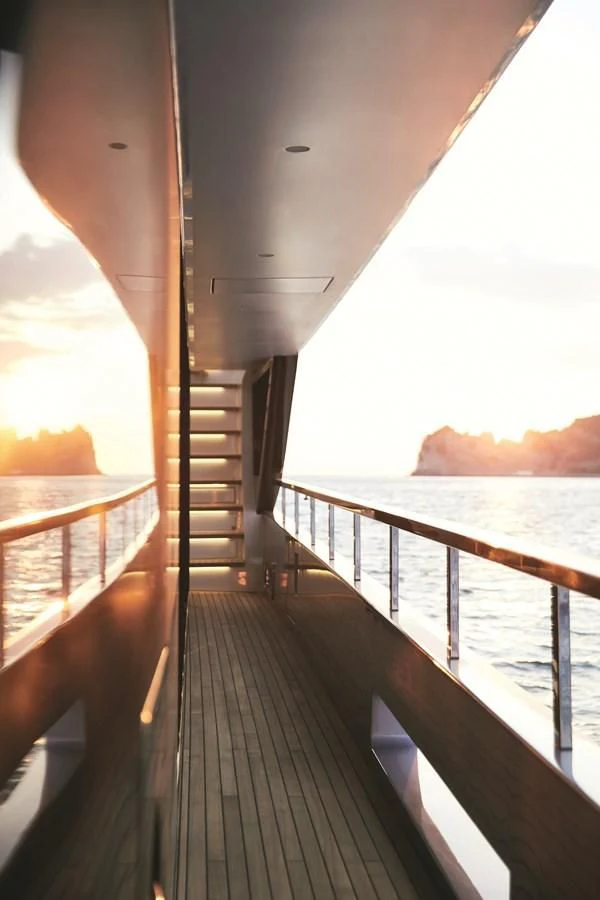 a wooden walkway over water aboard R.DARENBEN Yacht for Sale