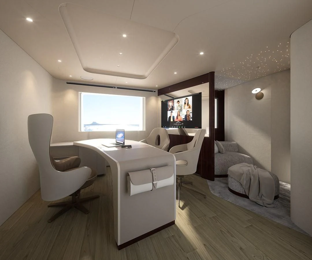 a room with a table and chairs aboard R.DARENBEN Yacht for Sale