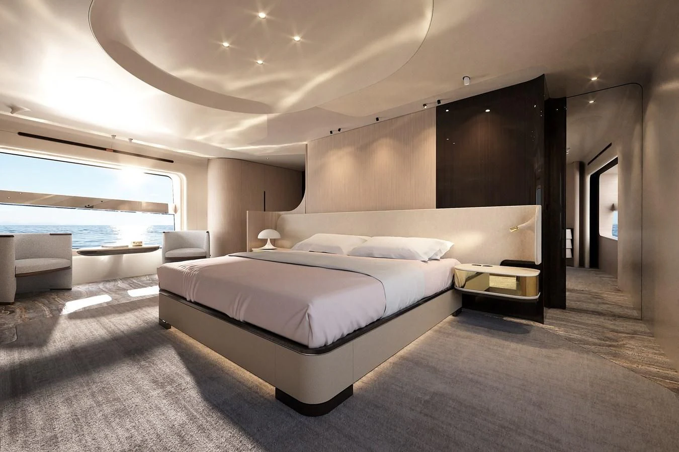 a room with a bed and a couch aboard R.DARENBEN Yacht for Sale