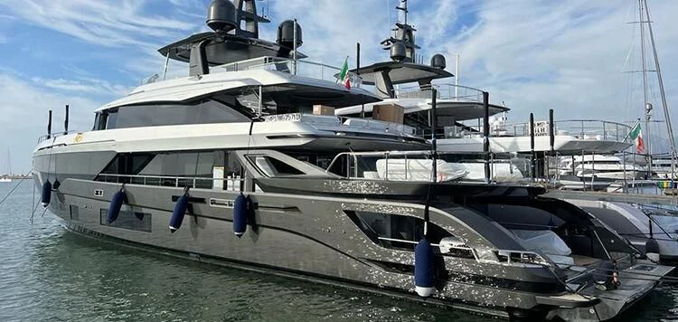 a large boat docked aboard R.DARENBEN Yacht for Sale