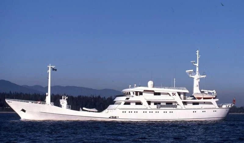 a large white boat in the water aboard MY BROTHER BRANCUSI Yacht for Sale