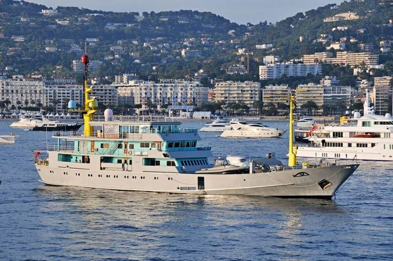 a large white boat in the water aboard MY BROTHER BRANCUSI Yacht for Sale
