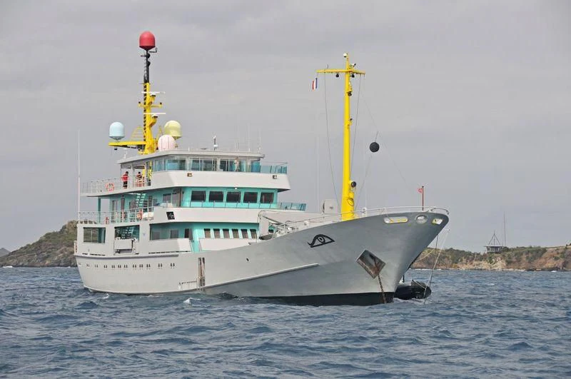 a large white boat in the water aboard MY BROTHER BRANCUSI Yacht for Sale