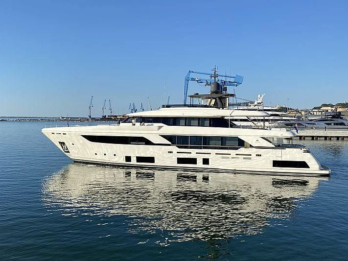 a white yacht in the water aboard ROMA VII Yacht for Sale