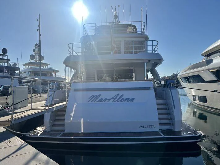 a large white boat aboard MARALENA Yacht for Sale