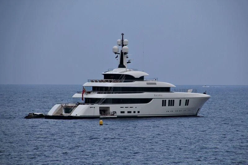 a white boat in the water aboard LUNASEA Yacht for Sale