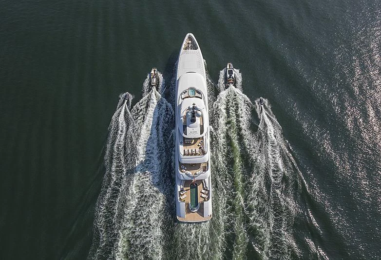 a boat in the water aboard LUNASEA Yacht for Sale