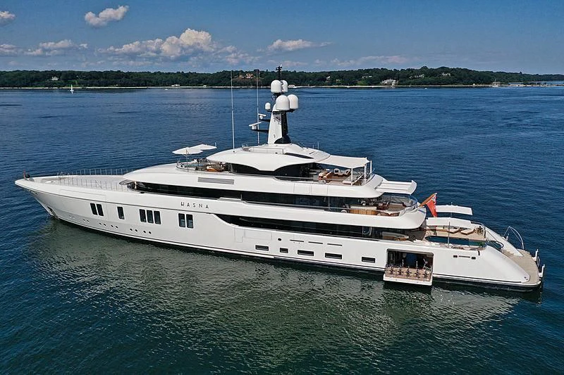 a white yacht in the water aboard LUNASEA Yacht for Sale