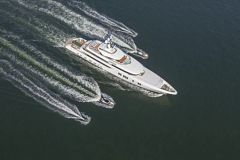 a high angle view of a boat aboard LUNASEA Yacht for Sale