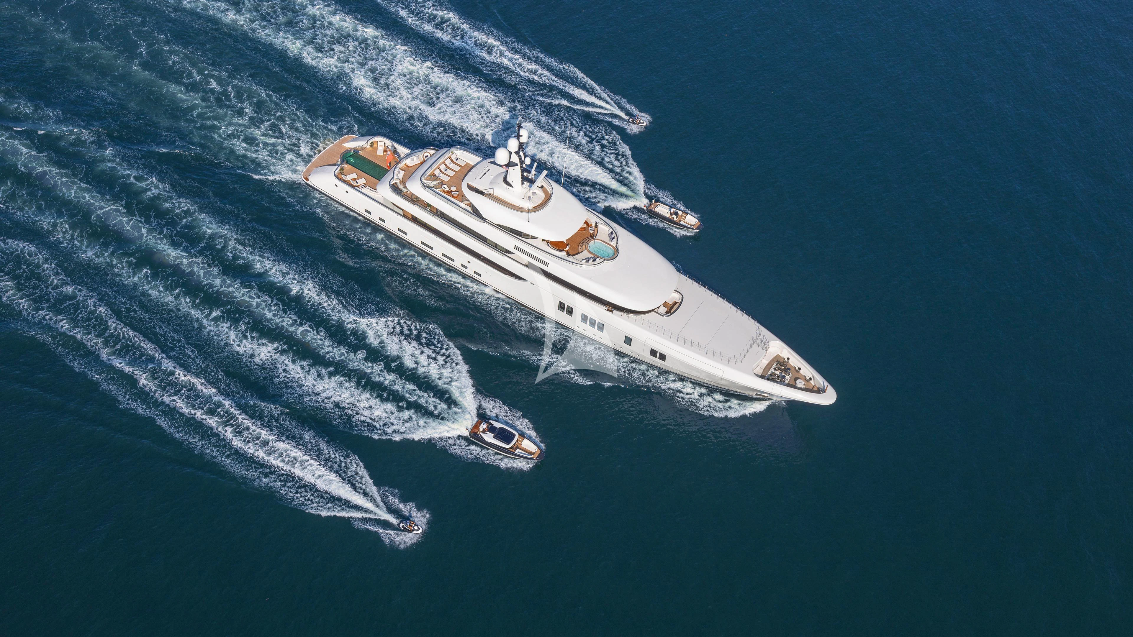 a high angle view of a ship aboard LUNASEA Yacht for Sale