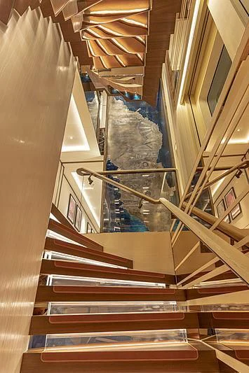 a staircase with a ladder aboard LUNASEA Yacht for Sale