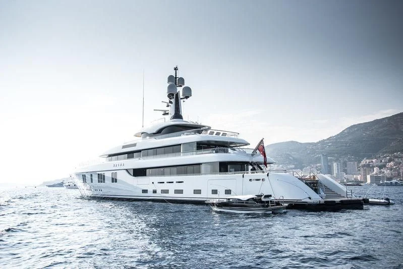 a large white boat in the water aboard LUNASEA Yacht for Sale