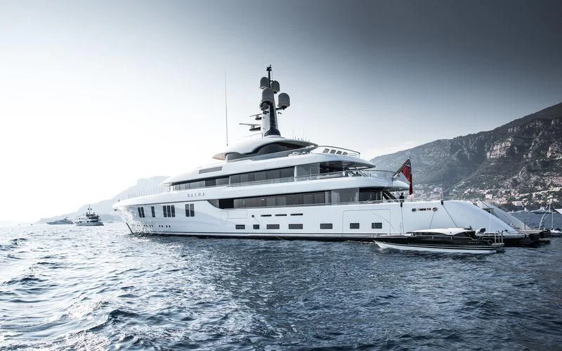 a large white yacht in the water aboard LUNASEA Yacht for Sale