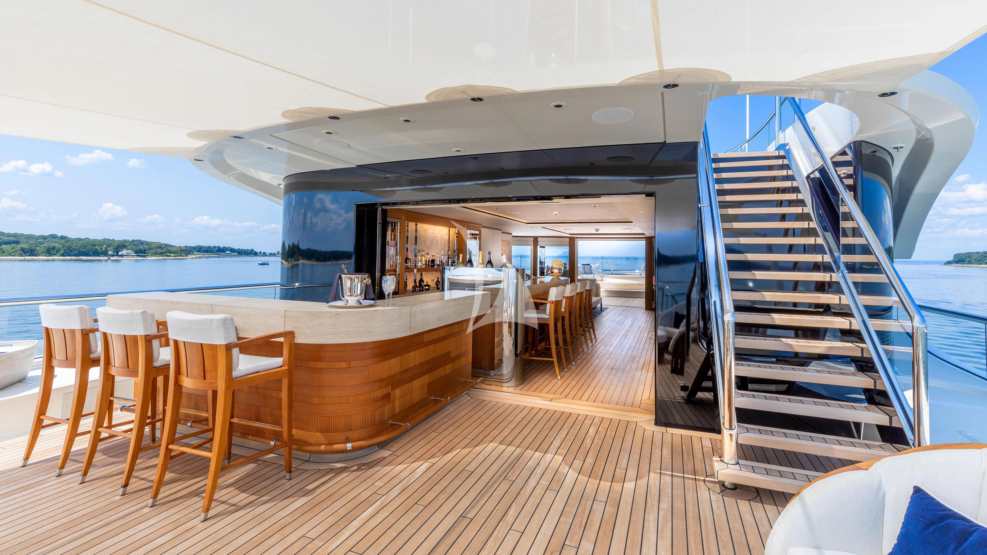 a boat on a deck aboard LUNASEA Yacht for Sale