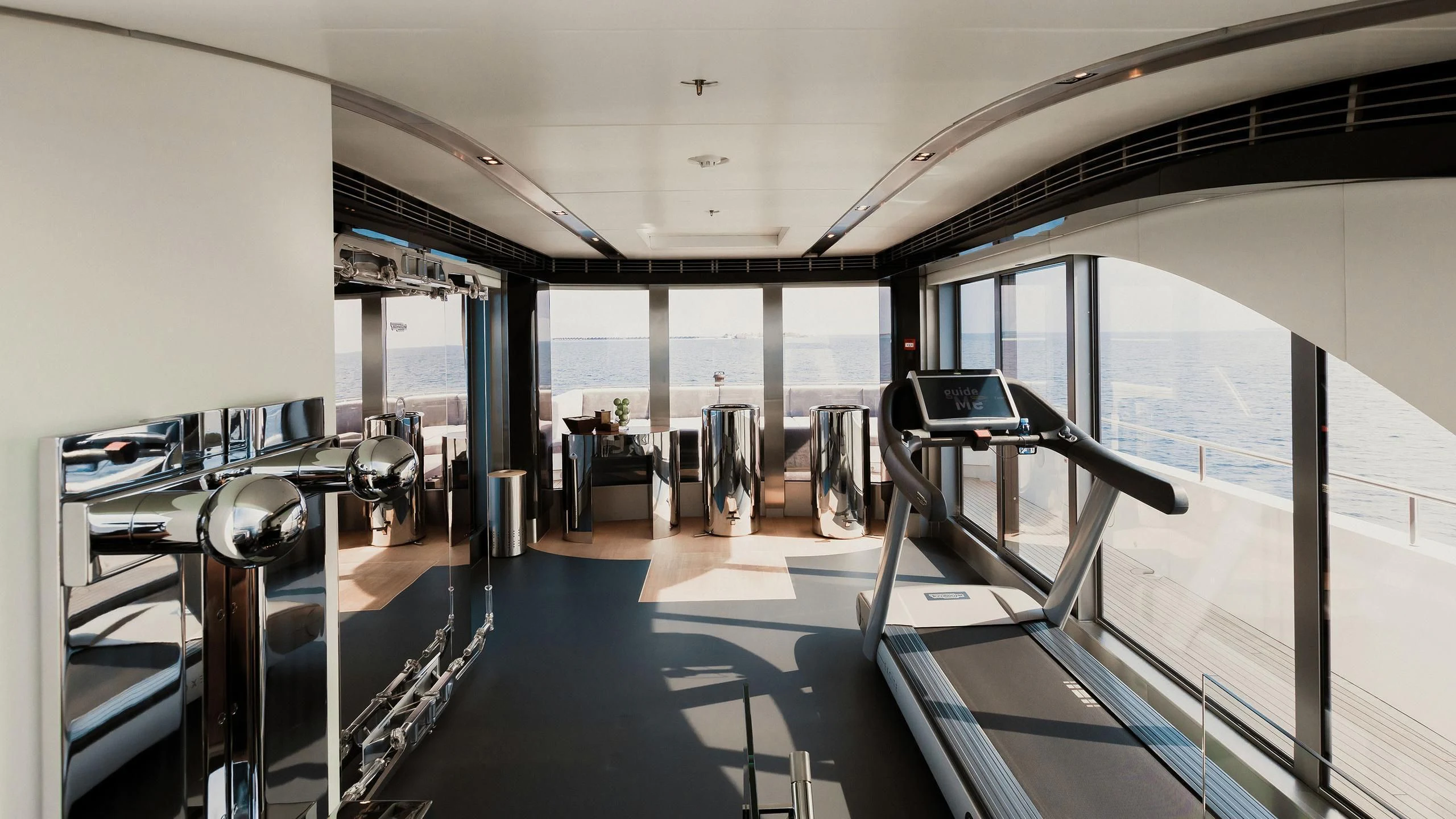 treadmills in a treadmill aboard TOTEM Yacht for Sale