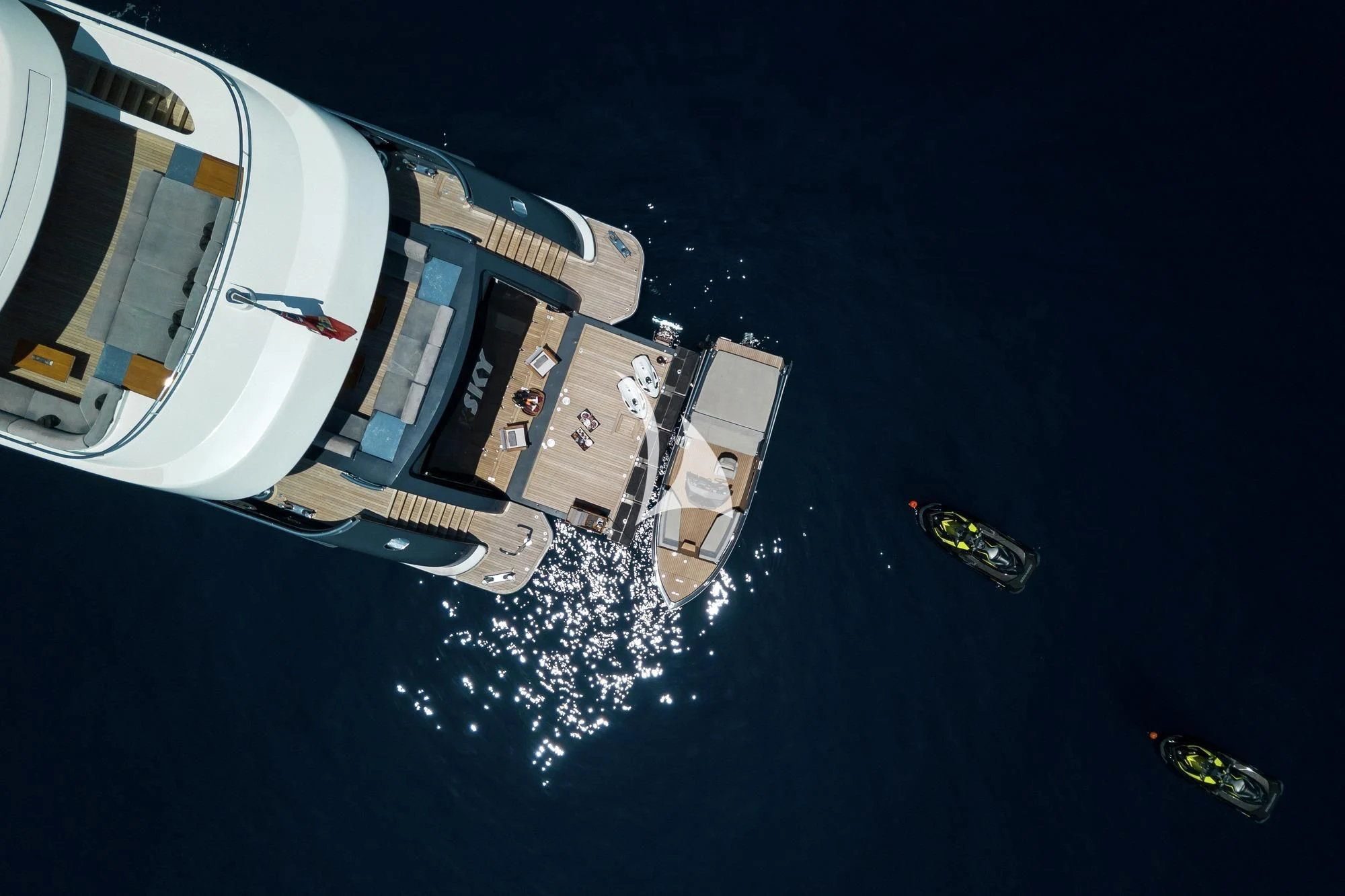 a space shuttle in the dark aboard TOTEM Yacht for Sale