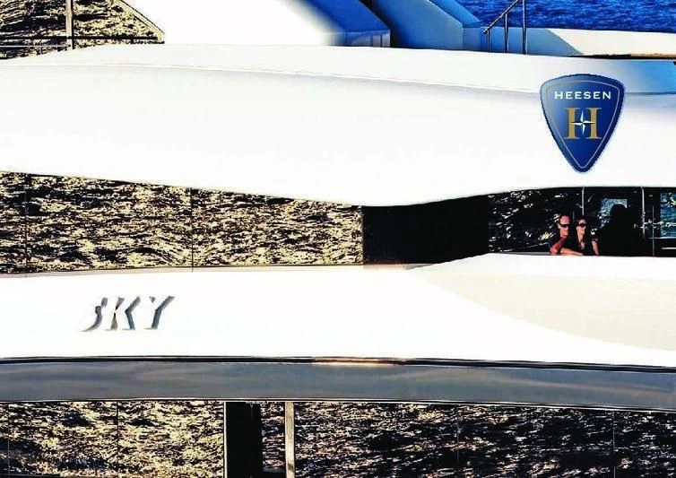 a sign on a snowy roof aboard TOTEM Yacht for Sale