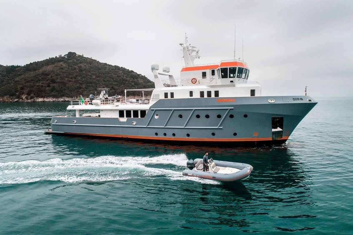 a boat on the water aboard GENESIA Yacht for Sale